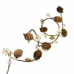 18ct. Warm White LED Pinecone & Snowflake Garland String Lights on Brown Wire by Ashland®