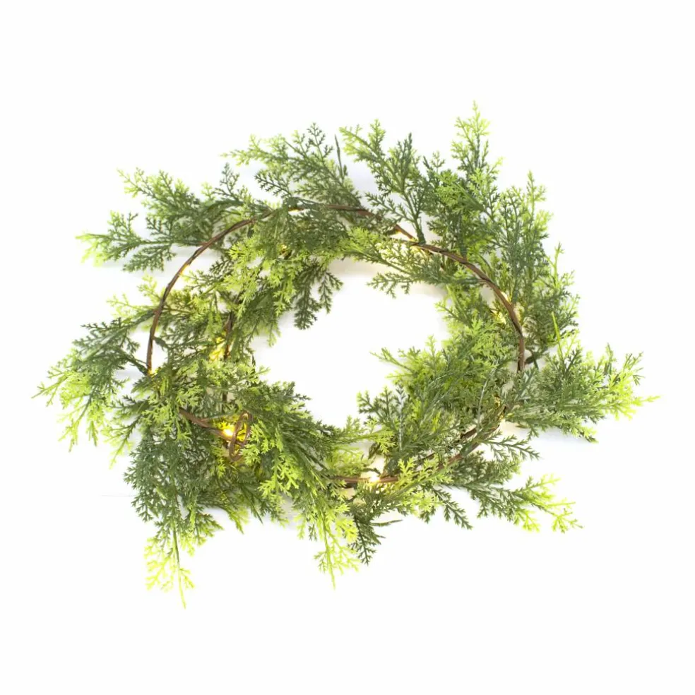 15ct. Warm White LED Pine Garland String Lights on Green Wire by Ashland®