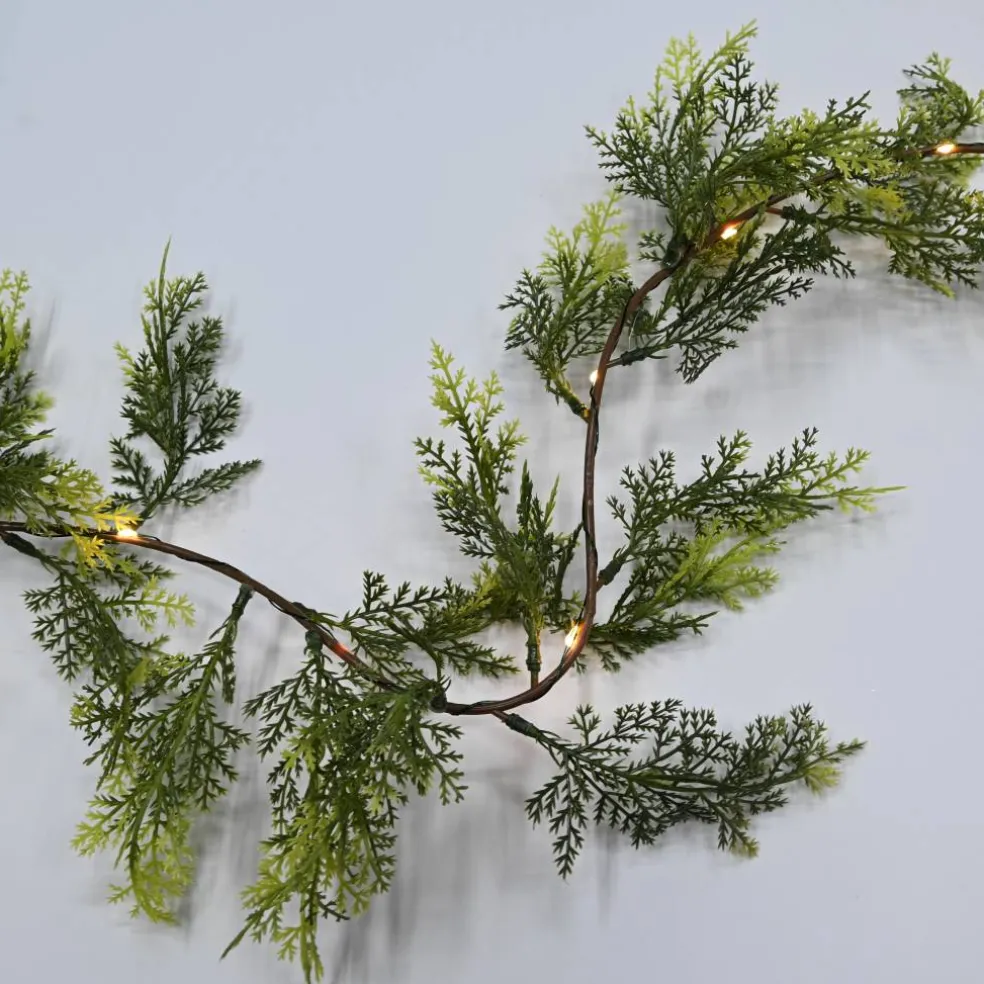 15ct. Warm White LED Pine Garland String Lights on Green Wire by Ashland®