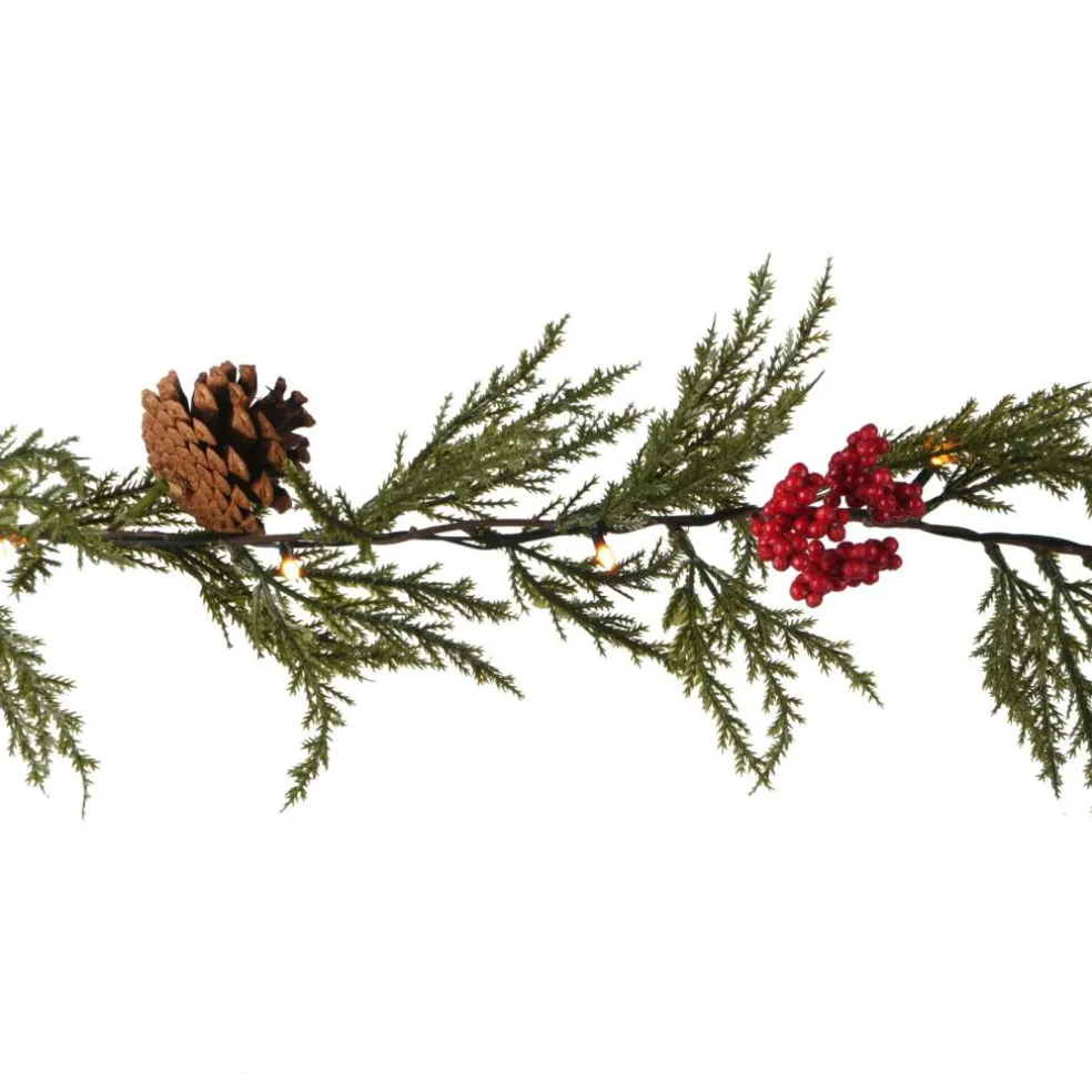 20ct. Warm White LED Red Berry & Pinecone Garland String Lights by Ashland®