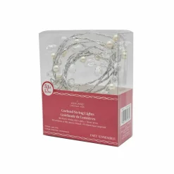 18ct. Warm White LED Silver & Pearl Berry Garland String Lights on Brown Wire by Ashland®