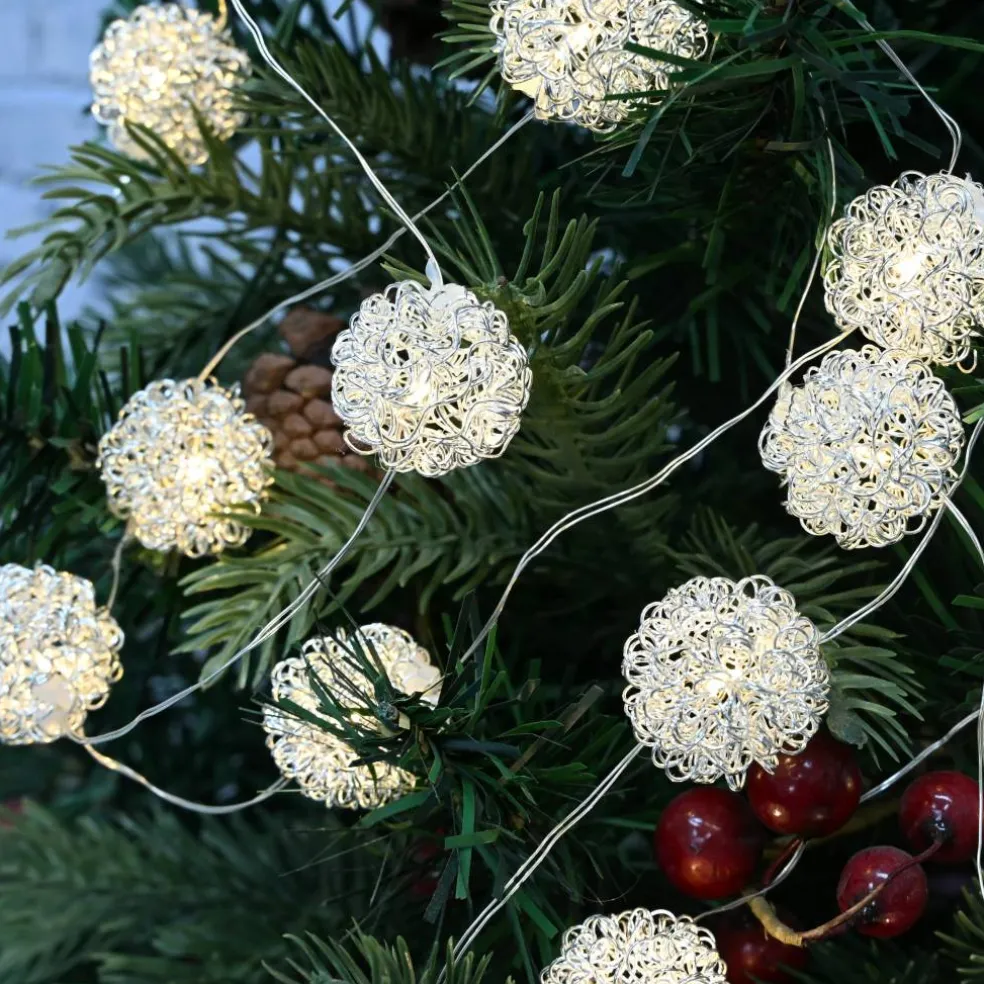 18ct. Warm White LED Silver Wire Ball String Lights by Ashland®