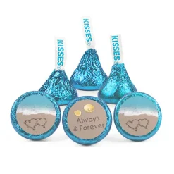 75ct Wedding Candy Favors Hershey's Kisses Milk Chocolate (75 Candies plus 1 Sheet Stickers) Beach - Candy Included - Assembly Required - by