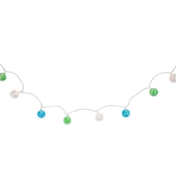 10ct. White Twine Wrapped Multicolor Ball String Lights with Green Wire