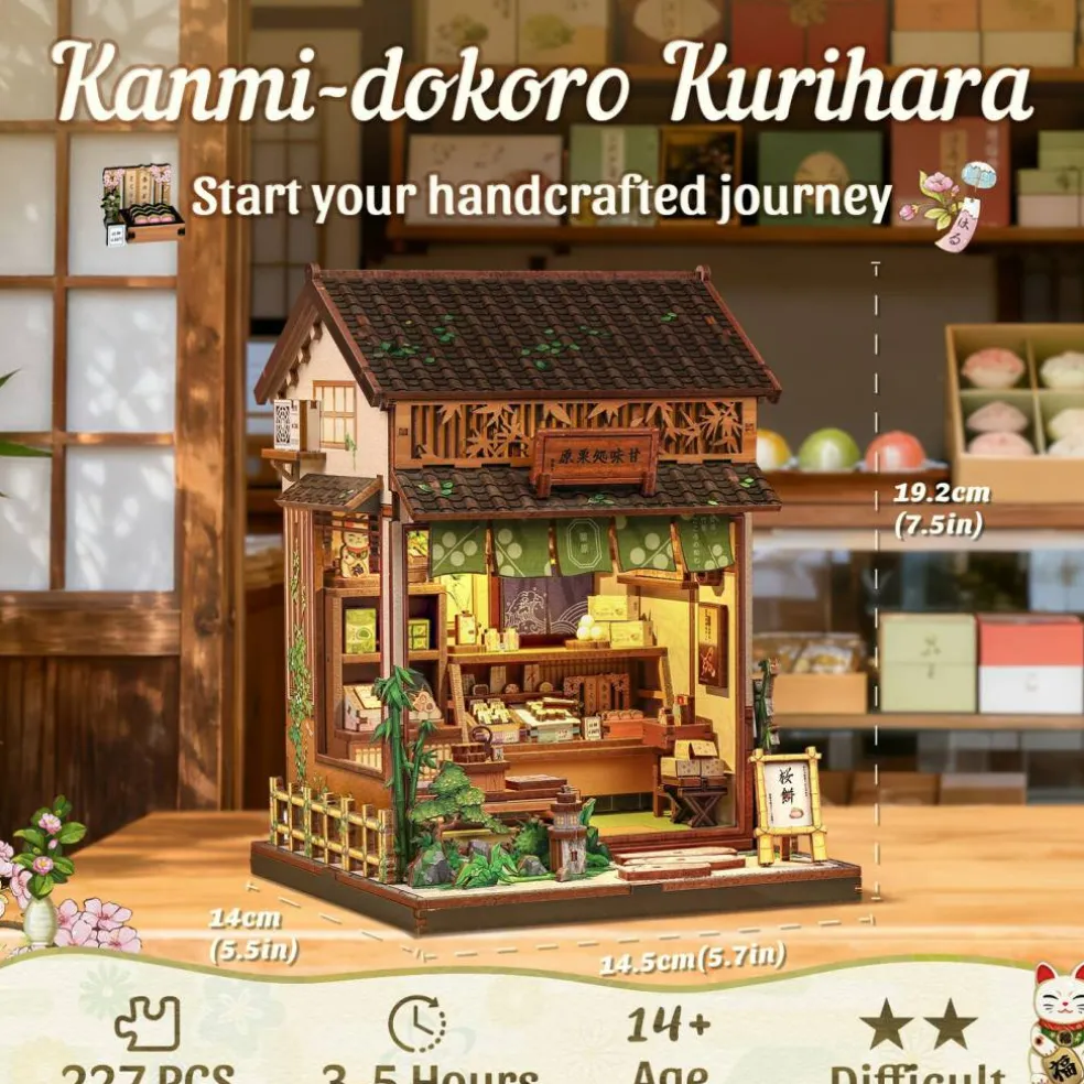 CUTEBEE® Book Nook Kit Kanmi-dokoro Kurihara DIY Miniature House Shelf Insert Diorama