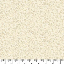 Dainty Leaves Biscotti Cotton Fabric | By the Yard | Sewing and Crafting | 44 inches wide