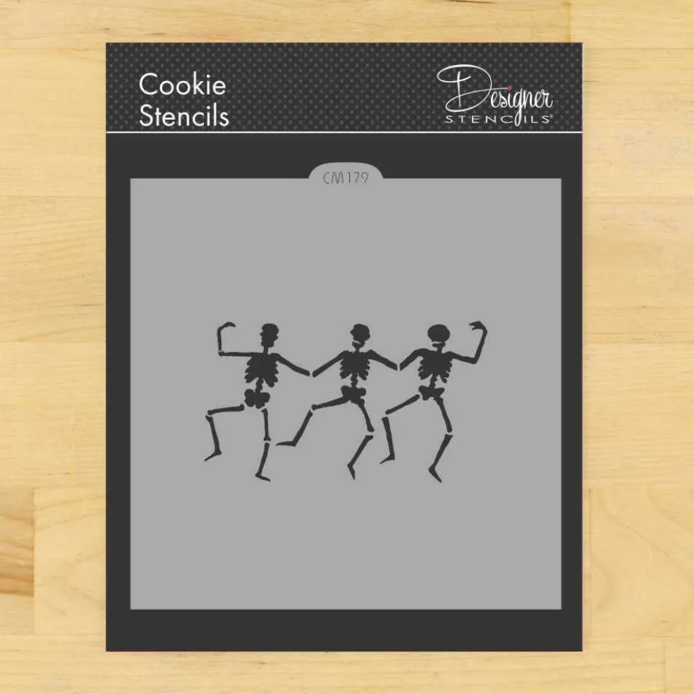 Dancing Skeletons Cookie and Craft Stencil | CM179 by Designer Stencils | Cookie Decorating Tools |