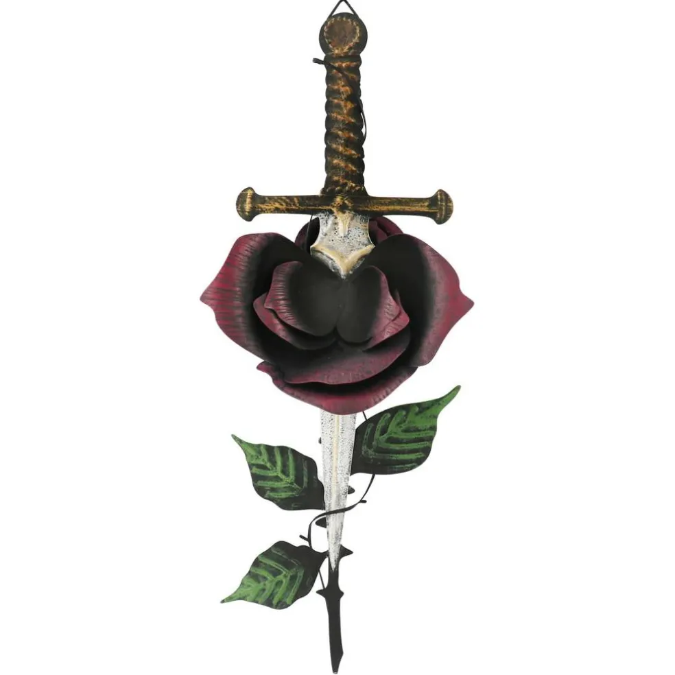 Dark Dagger-Pierced Rose Metal Wall Décor by Ashland®