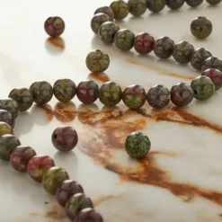 Dark Green & Red Dragon Blood Round Beads by Bead Landing™
