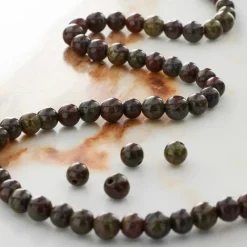 Dark Green & Red Dragon Blood Round Beads by Bead Landing™