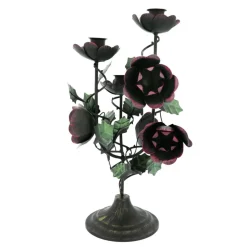 13.75" Dark Metal Rose 3-Taper Candle Holder by Ashland®
