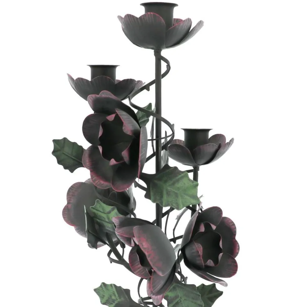 13.75" Dark Metal Rose 3-Taper Candle Holder by Ashland®
