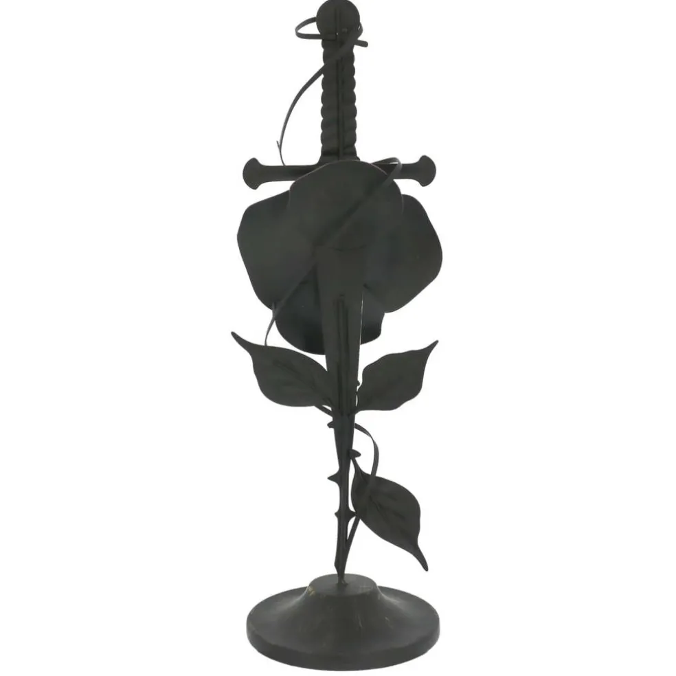 10.75" Dark Sword-Pierced Rose Metal Tabletop Accent by Ashland®