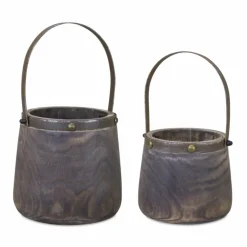 Dark Wooden Pail Set