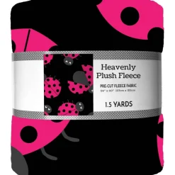 DAVID TEXTILES LADY BUG CROWD HOT PINK HEAVENLY PLUSH 1.5 YD CUT