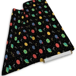 DAVID TEXTILES PLANETS AND STARS BLACK FLANNEL 6 YD BOLT