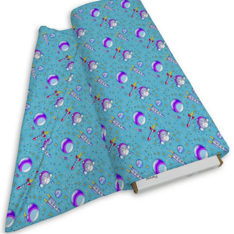 DAVID TEXTILES UP IN SPACE FLANNEL 6 YD BOLT