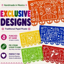 Day of the Dead Papel Picado - Paper (4 Pack), Exclusive Designs