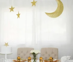 3D Crescent Moon and Star Hanging Decor
