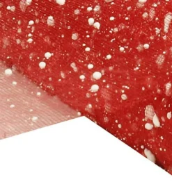 Deco Mesh: Red and White Snow Mesh 10" x 10 Yards – Decorative Flocked Christmas Mesh for Wreaths, Garlands, Swags, and Winter Crafts