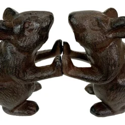 Decorative Bookends Set of 2 Cast Iron Animal Shelf Decor Brown Rustic