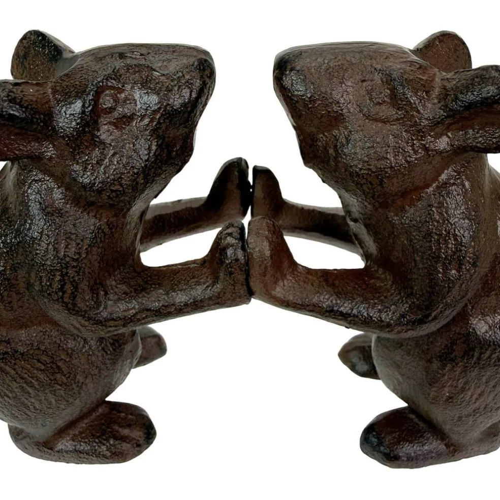Decorative Bookends Set of 2 Cast Iron Animal Shelf Decor Brown Rustic