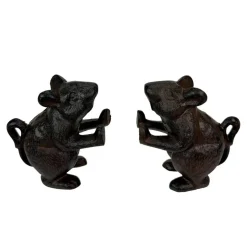 Decorative Bookends Set of 2 Cast Iron Animal Shelf Decor Brown Rustic