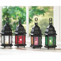 10.25" Decorative Clear Glass Moroccan Style Hanging Candle Lantern