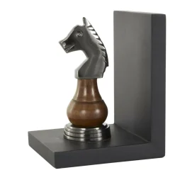 Decorative Dark Brown & Silver Chess Bookend Set