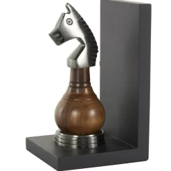 Decorative Dark Brown & Silver Chess Bookend Set