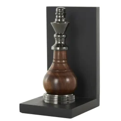 Decorative Dark Brown & Silver Chess Bookend Set
