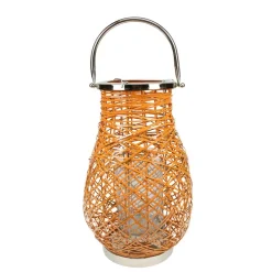 Decorative Woven Iron Pillar Candle Lantern