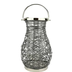 Decorative Woven Iron Pillar Candle Lantern