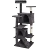 Deep Grey 53" Cat Tree Tower Activity Bed Playing House Condo Home