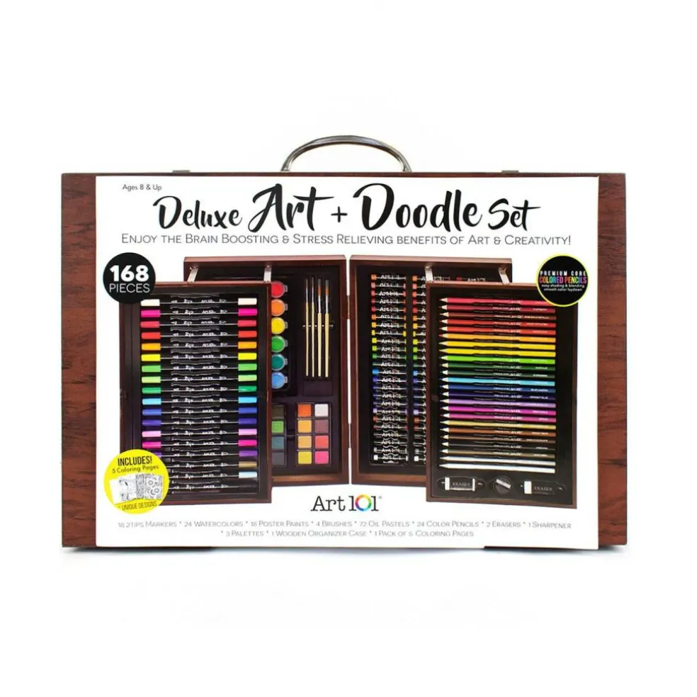 Deluxe Art & Doodle Wood 168-Piece Art Set
