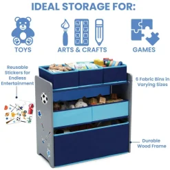 Design and Store Blue 6 Bin Toy Organizer
