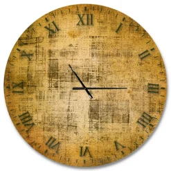 Designart 'Antique Face On Parchment Rustic Wall Clock