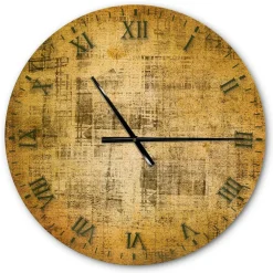 Designart 'Antique Face On Parchment Rustic Wall Clock