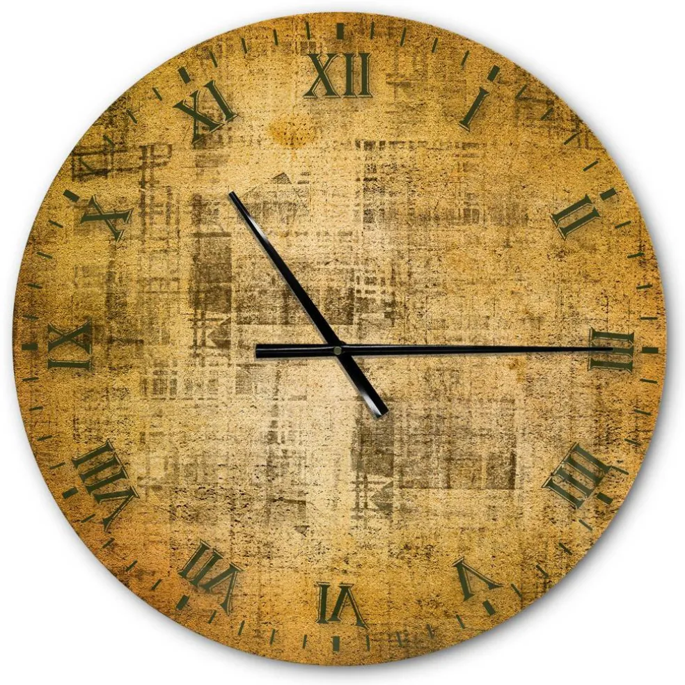 Designart 'Antique Face On Parchment Rustic Wall Clock