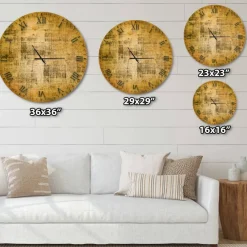 Designart 'Antique Face On Parchment Rustic Wall Clock