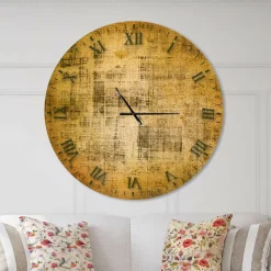Designart 'Antique Face On Parchment Rustic Wall Clock