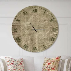 Designart 'Antique Old Paper Style Farmhouse Wall Clock