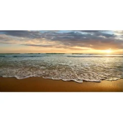 Designart - Bright Cloudy Sunset in Calm Ocean - Seashore Canvas Art Print