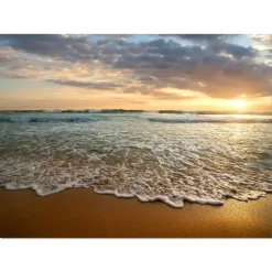 Designart - Bright Cloudy Sunset in Calm Ocean - Seashore Canvas Art Print