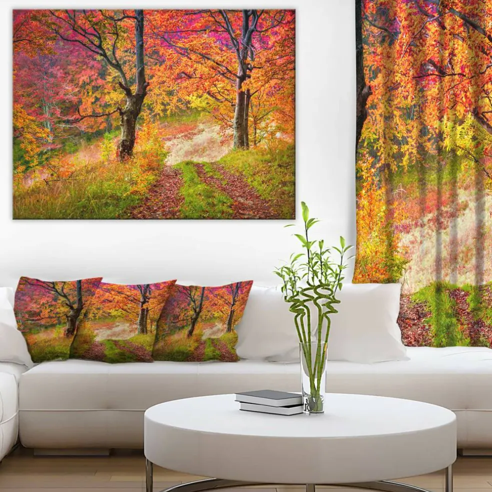 Designart - Bright Colorful Fall Trees in Forest - Large Landscape Canvas Art Print