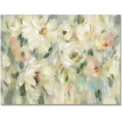 Designart - Expressive Pale Floral - Cottage Canvas Wall Art