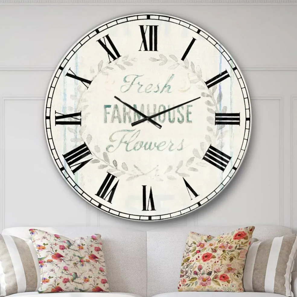 Designart 'Farmhouse Florals Viii Farmhouse Wall Clock