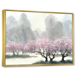 Designart - Flowering Trees at Spring - Landscape Art Print Framed Canvas