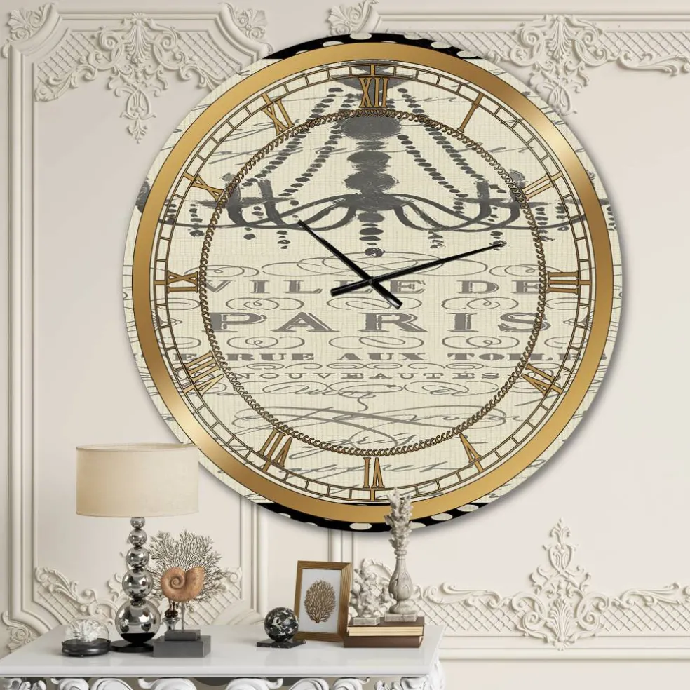 Designart French Chandeliers Couture I Glam Wall Clock