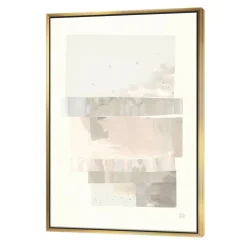 Designart - Geometric Neutral Form I - Shabby Chic Canvas in Gold Frame